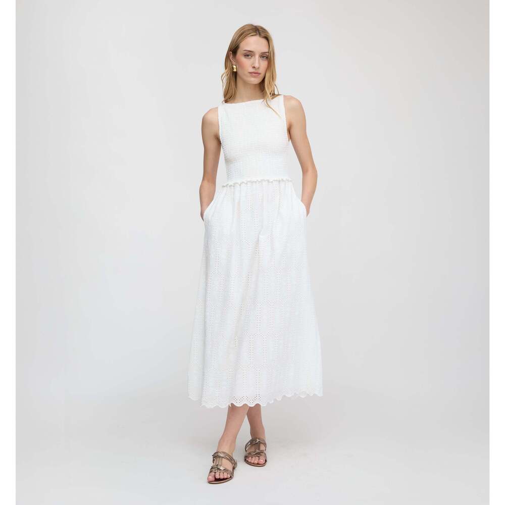Hill House Home The Christina Nap Dress - White Trellis Broderie Size XXSWhite T